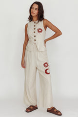 Swing Of Things Sun Sleeveless Buttoned Vest Oat