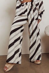 Alex Elastic Waist Striped Print Pant Black/Cream