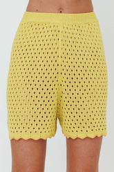 Just A Hunch Crochet Shorts Avocado/Pumpkin