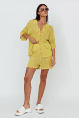 Just A Hunch Button Crochet Shirt Avocado/Pumpkin