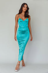 Seraya Lace-Up Back Dress Green