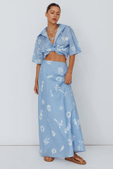 Light Aura Maxi Skirt Print Blue White