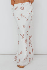 Light Aura Maxi Skirt Print White Tan