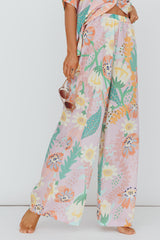 Kiko Wide Leg Pants Print Pink Multi