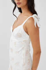 Jaya Tied Shoulder Maxi Dress Print Beige