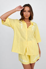 Jeni Embroidered Detail Shorts Yellow
