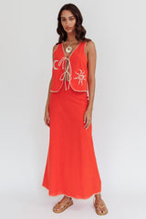 Dose Of Sunshine Blanket Stitch Skirt Orange