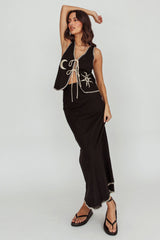 Dose Of Sunshine Blanket Stitch Vest Top Black