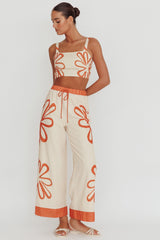 Briar Floral Wide Leg Pants Rust Beige
