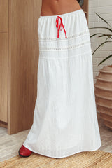 Rosen Tie Maxi Skirt White