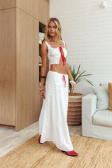 Rosen Tie Maxi Skirt White