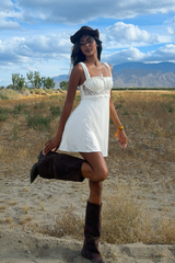 Merissa Lace Trim Mini Dress Off White