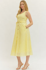 The Livia Eyelet Belted Midi Dress