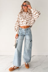 Lucy Cargo Mica Denim Wide Leg Cargo Jeans (Medium)
