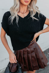 Coming Around Short Sleeve Sweater Top (Black)