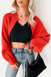 Moonlit Quiet Open Front Bolero Cardigan (Orange/Red)