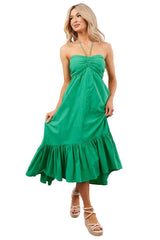 Chasing Daylight Ruffled Hem Midi Dress (Green)