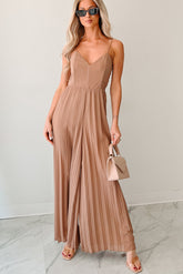 Ambition In Action Pleated Corset Jumpsuit (Taupe)