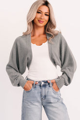 Lounge Cloud Ribbed Long Sleeve Shrug (Green Moss)