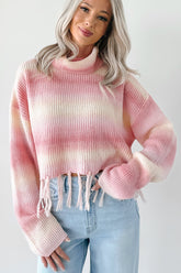 Life In Color Ombre Stripe Tassel Sweater (Pastel Peach)