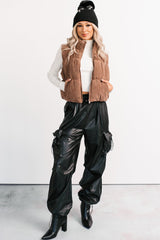 Don’t Be Shy Faux Leather Cargo Pants (Black)