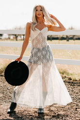 Glamorous Edge Floral Lace Maxi Dress (Cream)