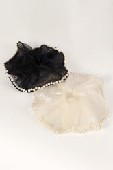 Astoria Pearl Hair Tie - Black Cream