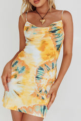 Show Me Love Cowl Neck Mini Dress Orange Multi