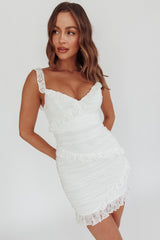 La Vida Frill Trim Mini Dress White