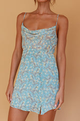 Demure Cami Strap Cowl Mini Dress Floral Sage
