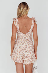 Let The Light In Ruched Bust Wide Strap Romper Orange Leopard