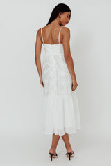 Lake Como Floral Embroidered Midi Dress White