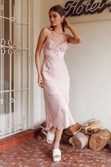 Malibu Gathered Bust Cami Strap Midi Dress Spring Pink