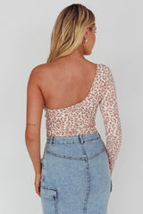 Fifi One Sleeve Bodysuit Leopard Rose