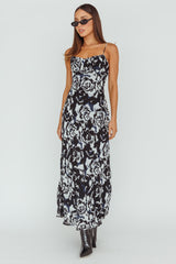 Nerida Twist Back Maxi Dress Swirl Black