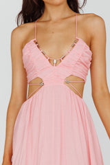 Tenyl Open Back Strappy Midi Dress Blush
