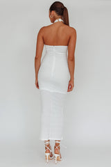 Mari Halterneck Midi Dress White