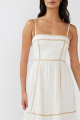 Confidante Piping Trim Midi Dress White