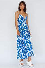 Tiffi Cami Strap Midi Dress Floral Blue
