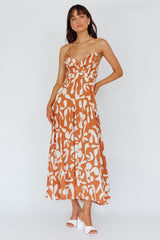 Tiffi Cami Strap Midi Dress Floral Brown