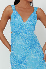 Willa Tie Back Midi Dress Print Blue