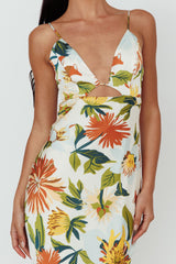 Dance Again Cut-Out Back Maxi Dress Floral Green