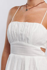 June Sun Tied Back Midi Dress White