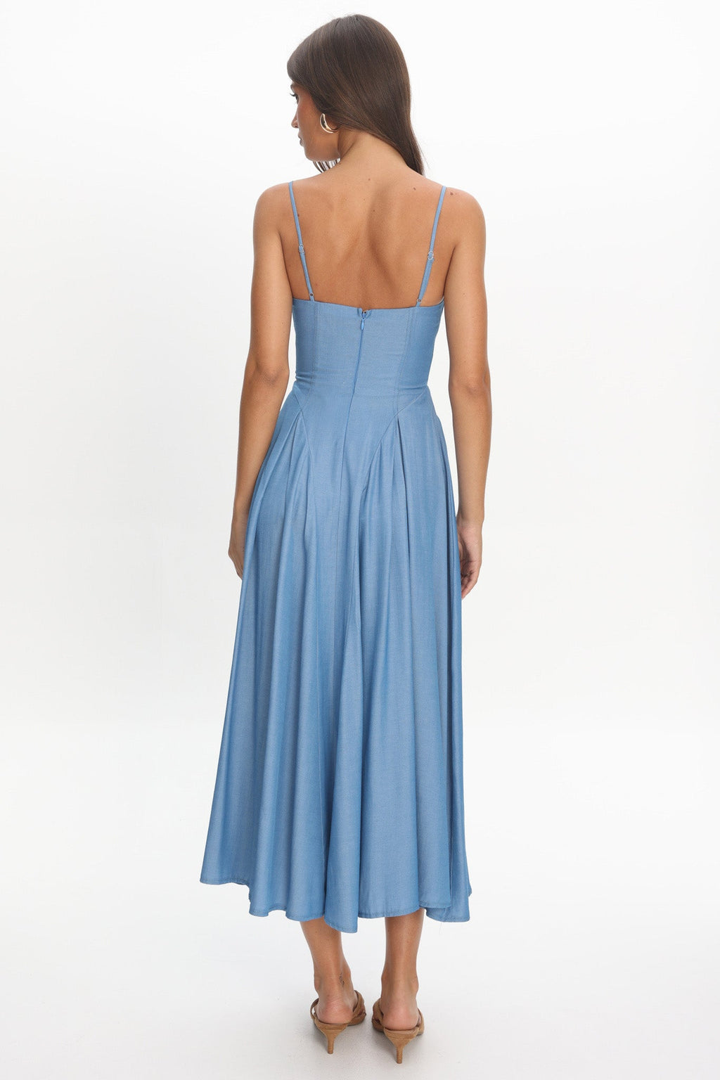 Take It All Cami Strap Midi Dress Light Blue