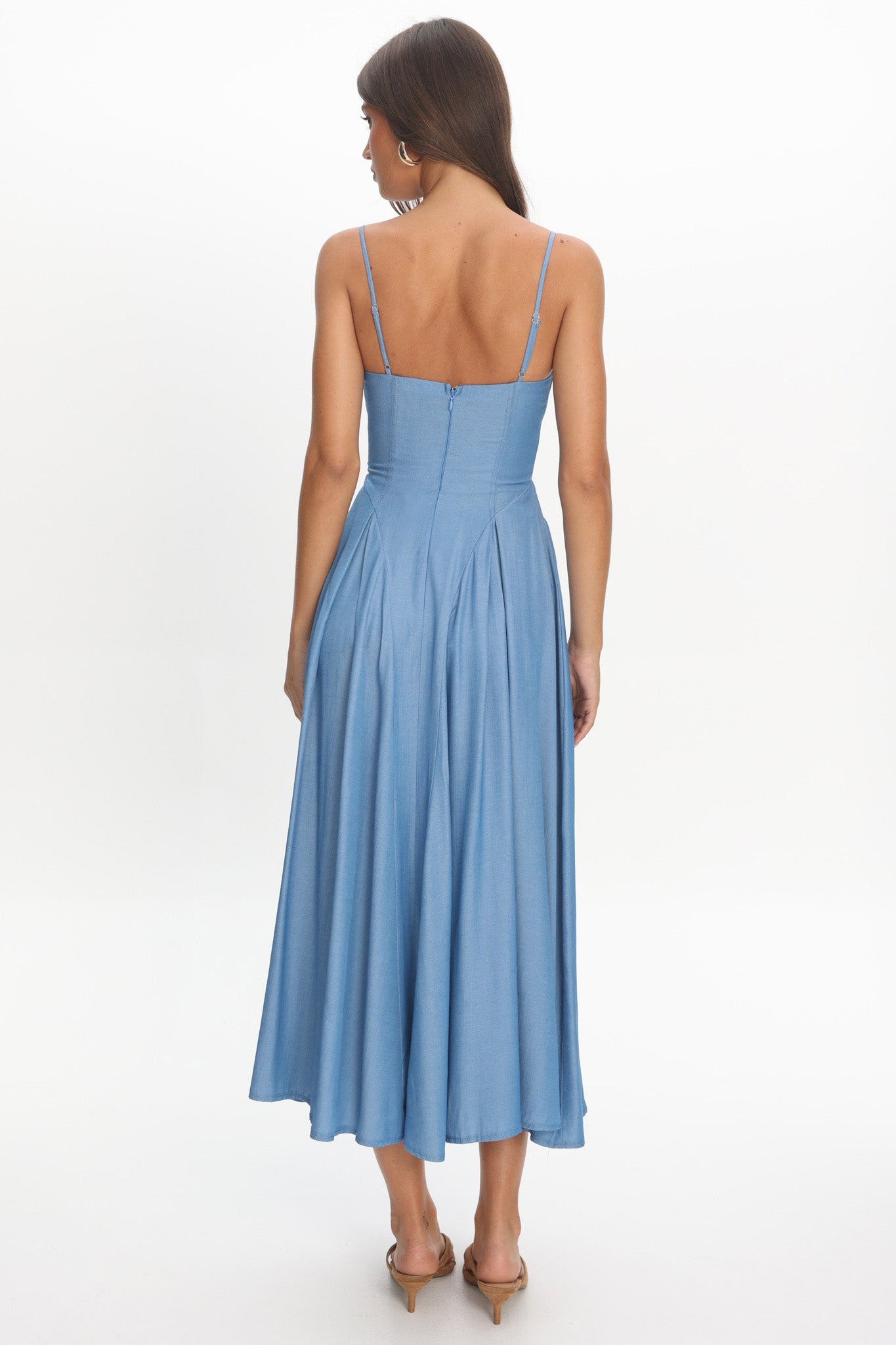 Take It All Cami Strap Midi Dress Light Blue