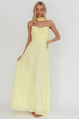 Kaycee Strapless Scarf Maxi Dress Yellow