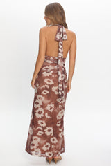 Annorah Halterneck Maxi Dress Brown