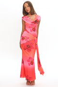 Virgo Season Draped Shoulder Maxi Dress Orchid Pink