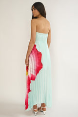 Lauriella Strapless Accordion Pleat Maxi Dress Hibiscus Mint
