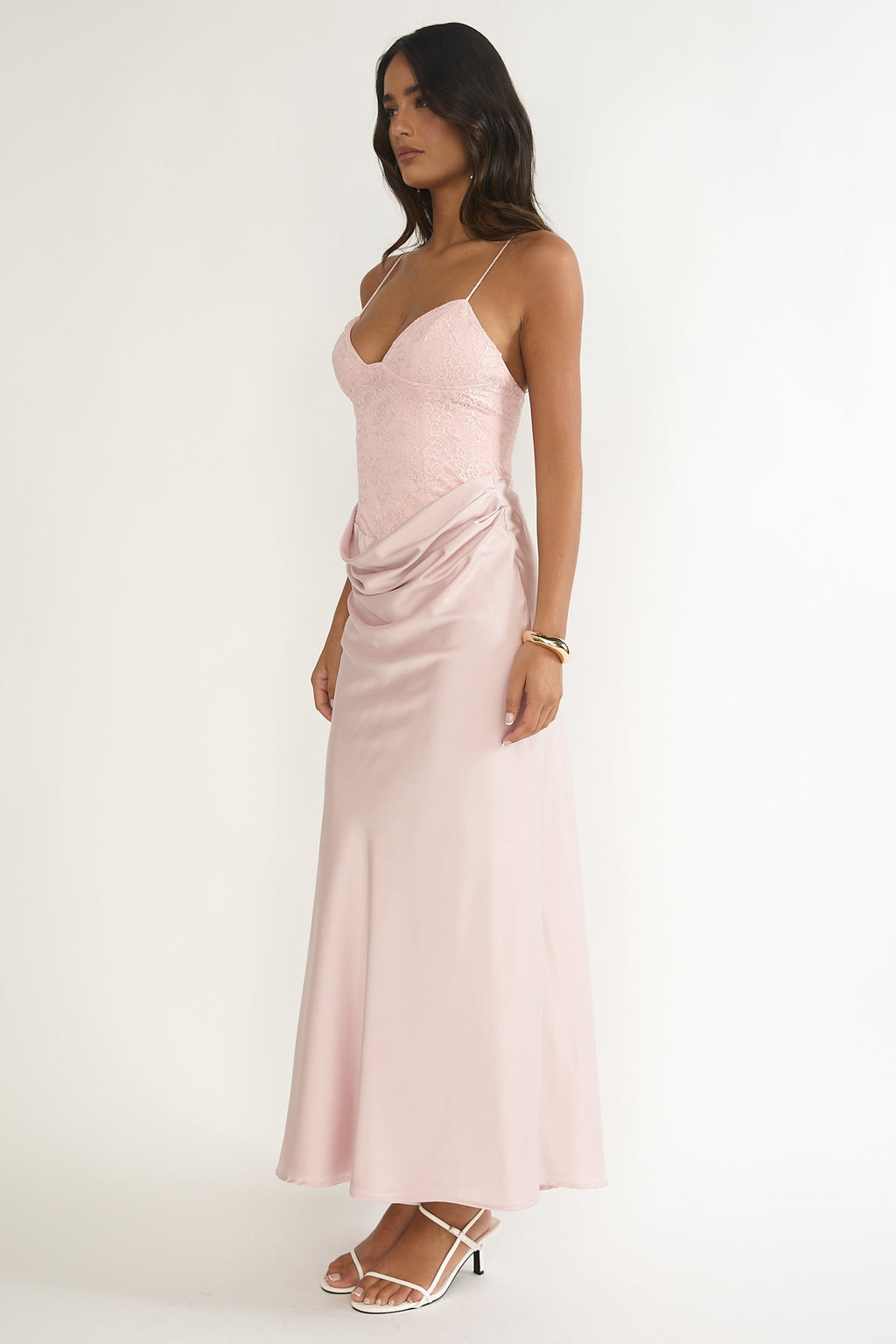 Faelis Draped Waist Maxi Dress Pink